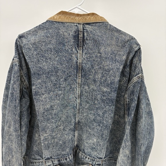 Vintage 60s Levis Denim Chore Distressed A-2 Bomber Buckle Back Retro USA XL - Picture 11 of 14